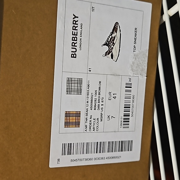 Burberry Mens Sean Vintage Check Canvas Fashion Sneakers Size 41/ 8 US - Picture 14 of 16